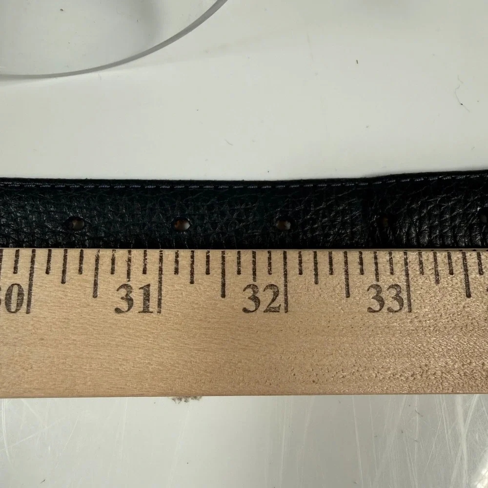 L.L. Bean Full Grain Leather Belt Womens S Blue Pebbled Silver Buckle USA Made